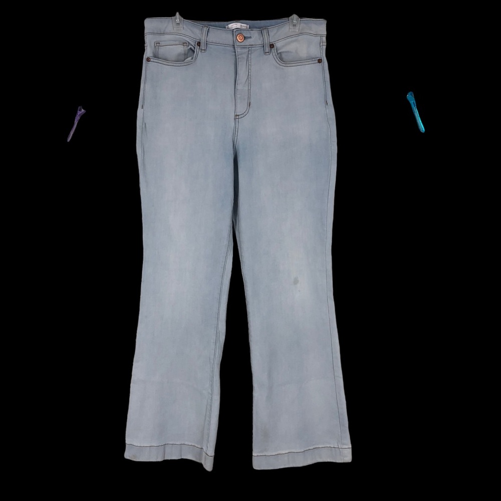Lauren Conrad High Rise Flare Mom Jeans; Lightwash DIY Soft Stretch SZ 14